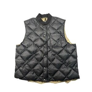 Todd Snyder New York Diamond Quilted Down Vest Black Tan Reversible Mens XXL‎